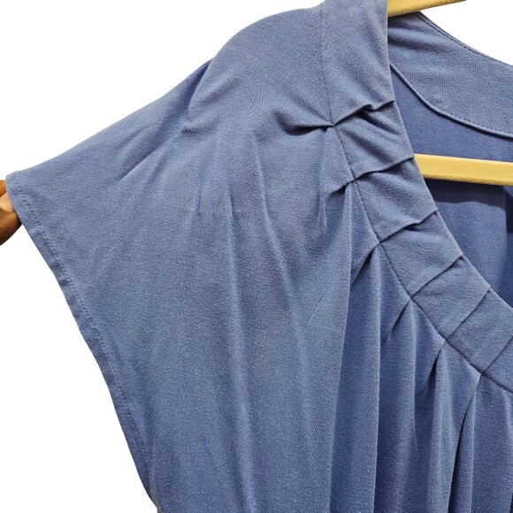 Banana Republic Womens Pleated Blue Short Sleeve Top L - Picture 3 of 8
